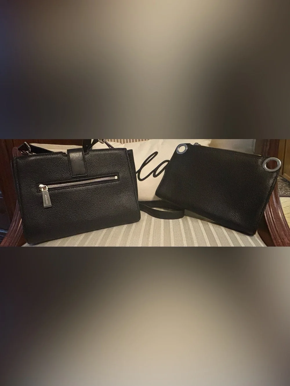 2 in 1 Michael Kors Black Leather Double-Pouch Crossbody Bag